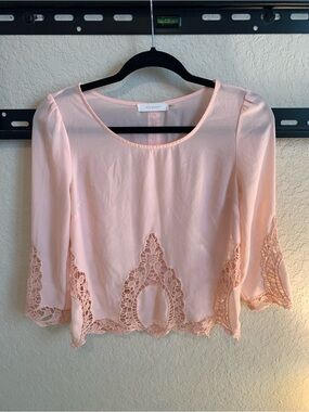 Blu Pepper Light Pink Crochet Trim Blouse